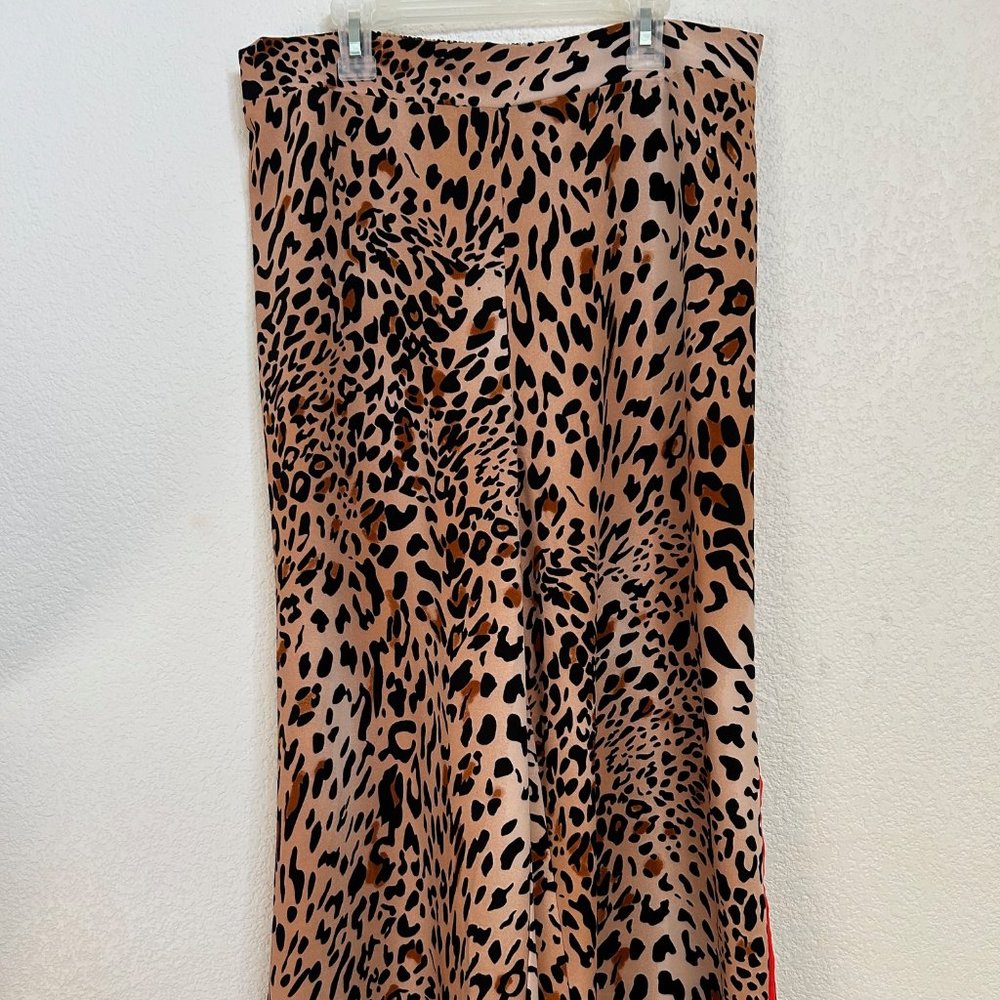 Cute Leopard Print Pants With Red Stripes